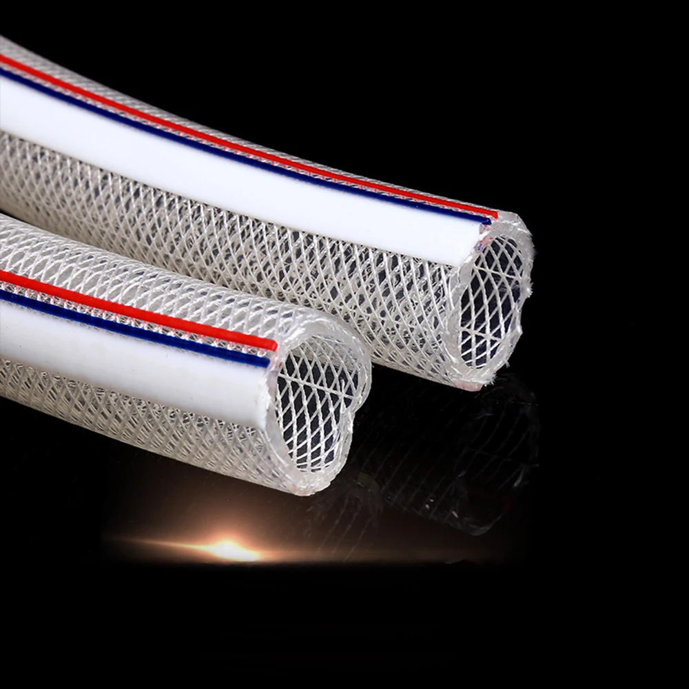 

1m PVC Fibre Reinforced Hose Polyvinyl Chloride Snake Skin Pipe Transparent Plumbing Braided Mesh Water Tubes 1/2"3/4inch 4-50mm