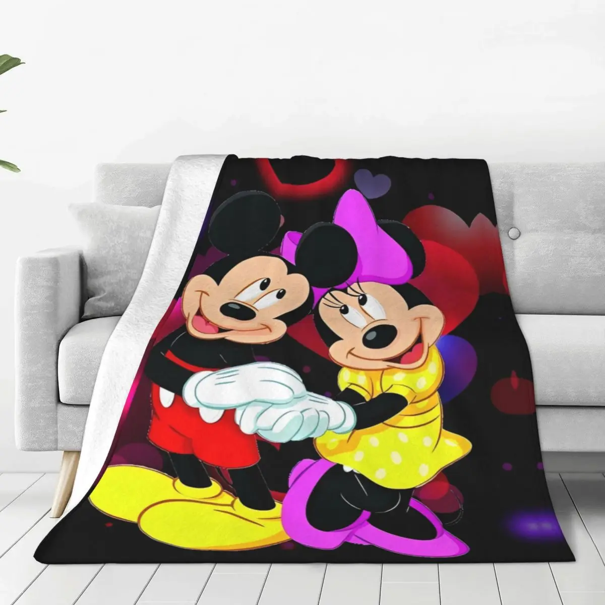 Animated Movie Mickey Minnie Flannel Blanket Soft Throw Blanket for Couch Bed Airplane Travel Comfortable Bedspread Sofa Bed