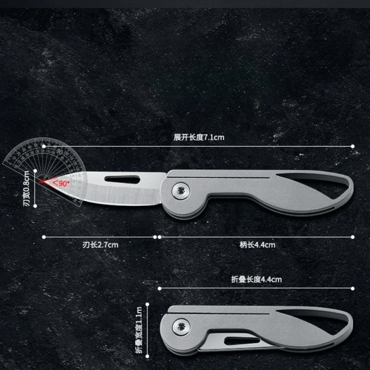 سبائك التيتانيوم عالية الجودة في الهواء الطلق سكين صغير قابل للطي مريحة التخييم والمشي لمسافات طويلة سلسلة المفاتيح المحمولة EDC أداة الجيب