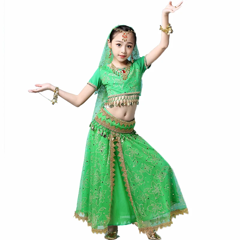 

New Kids Arabic Halloween Costume Girl Princess Festival Indian Belly Dance Cosplay Bollywood Carnival Stage Performance Suit