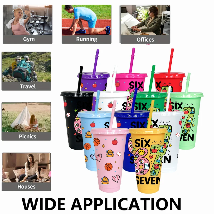 Lote de 12 Vasos de Plástico Coloridos de 26 oz con Diseño de Flores de Manzana Serie 67, para Fiestas de Cumpleaños, Reuniones, Vasos para Agua