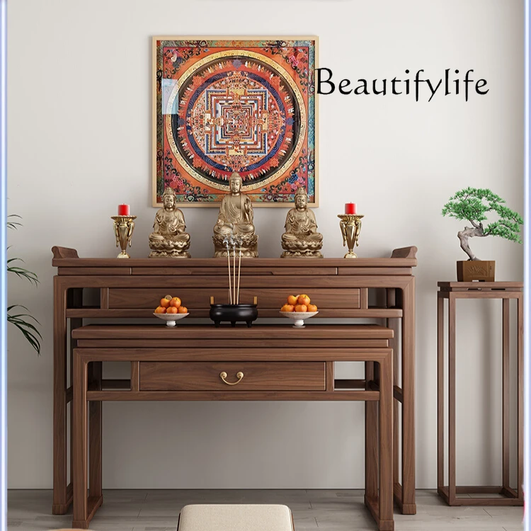 Customized black walnut table for incense case household Buddhist table Chinese modern gongtai solid wood shrine table household