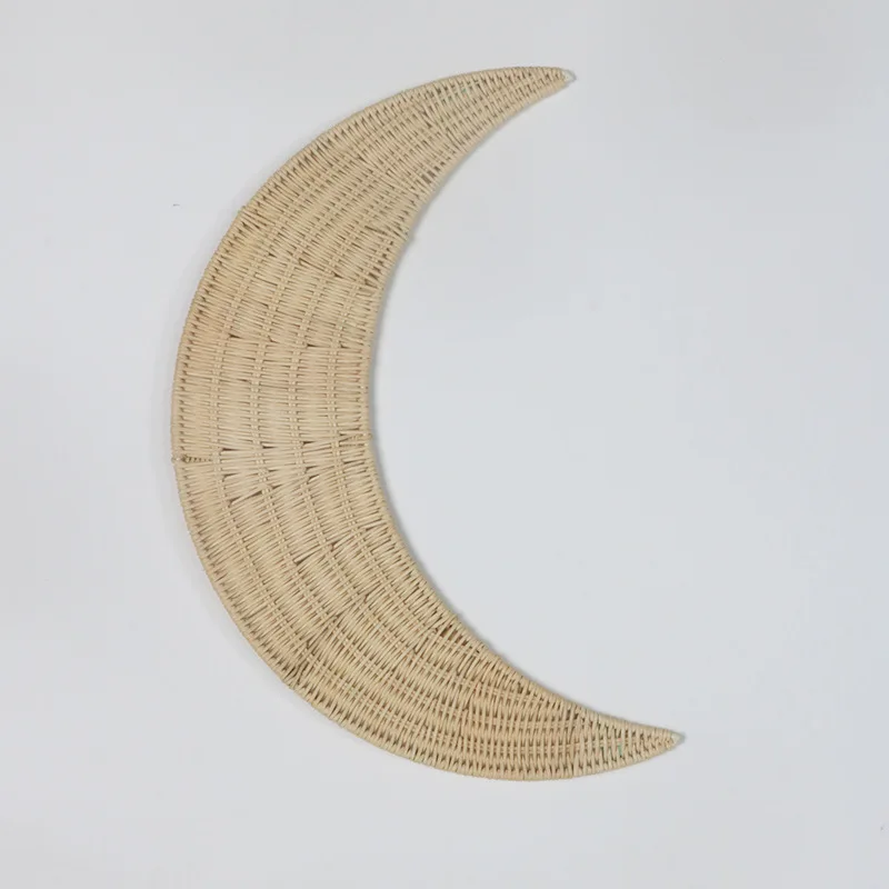 Vine Woven Moon Shaped Wall Decoration Pendant Handcrafted Woven Shaped Pendant Decoration