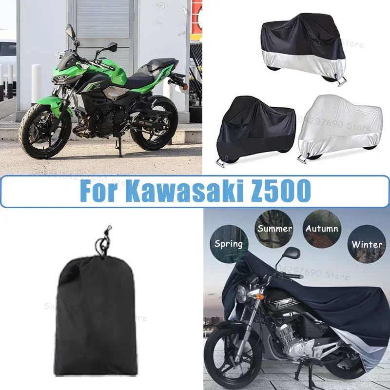 210D Oxford Motorcycle Cover Waterproof All Season UV Protection For Kawasaki Z500 Anti-Tear Windproof Motorbike Cover