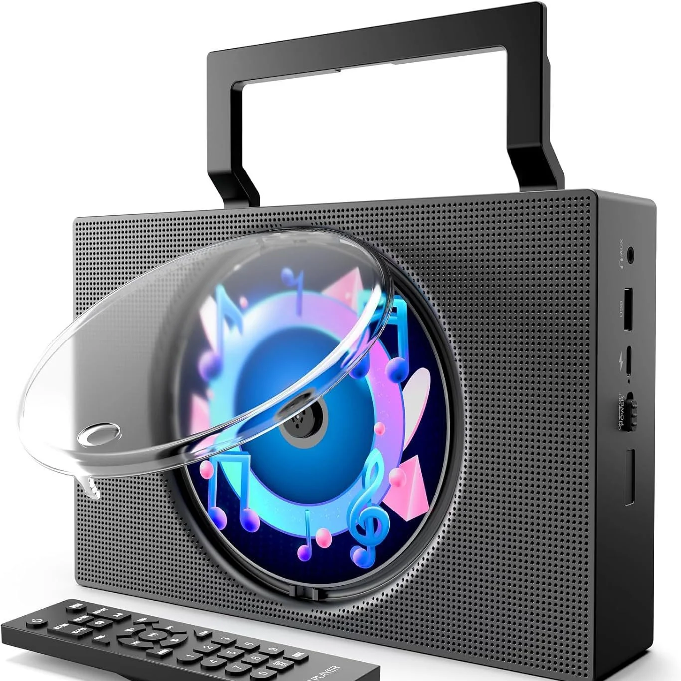 

Portable Bluetooth CD Player Built in Speaker Stereo With 3.5mm Headphones Jack Remote Control Desktop CD Music Player FM Radio