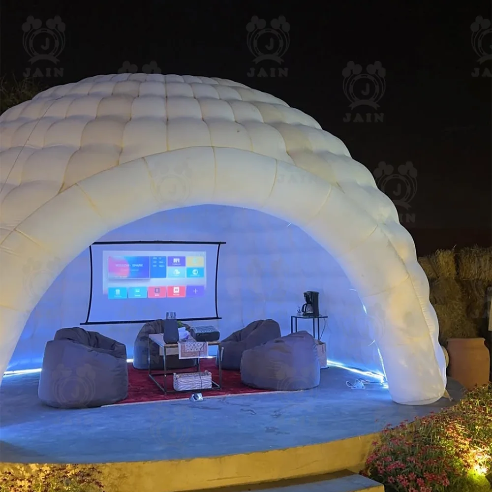 Tienda inflable de fiesta con cúpula iglú, con soplador, tienda de campaña LED inflable para exteriores, casa para festivales de exposiciones de alquiler