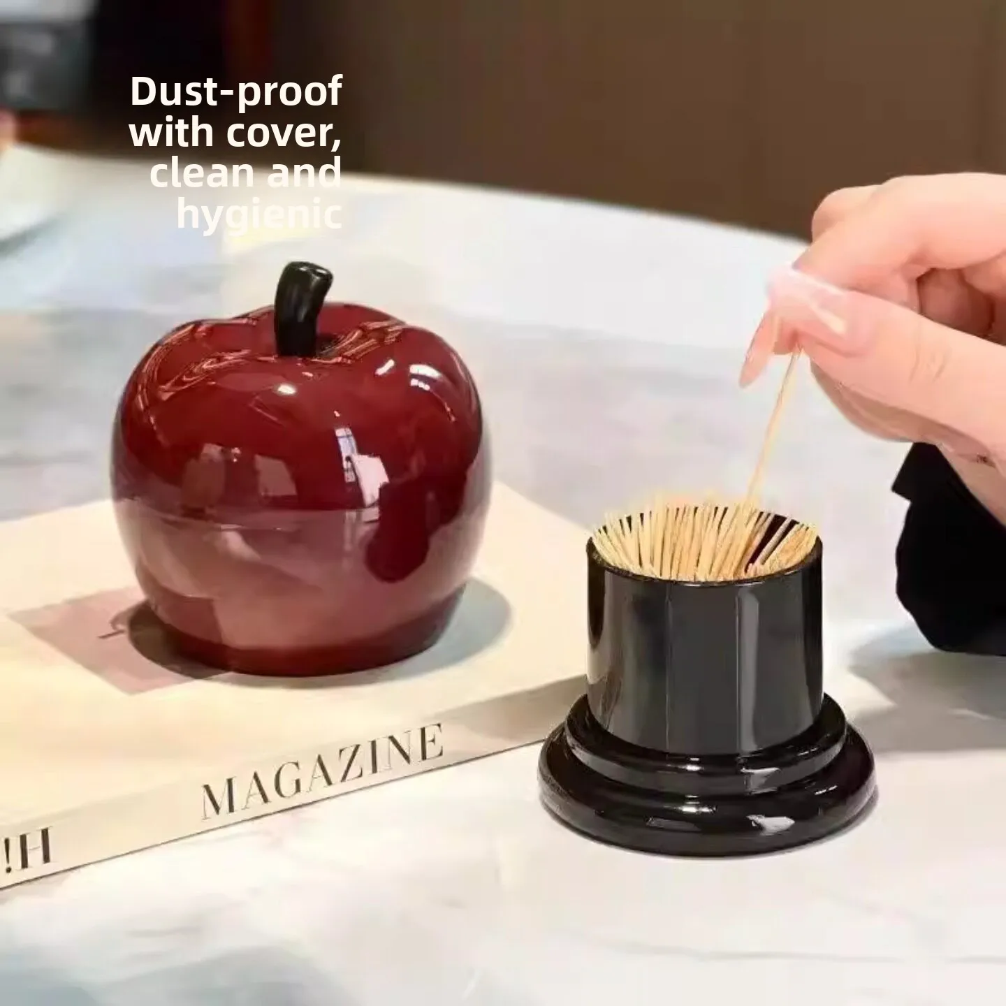 Cute Apple & Pear Shaped Toothpick & Floss Container, High-End Household Cotton Swab Storage Box