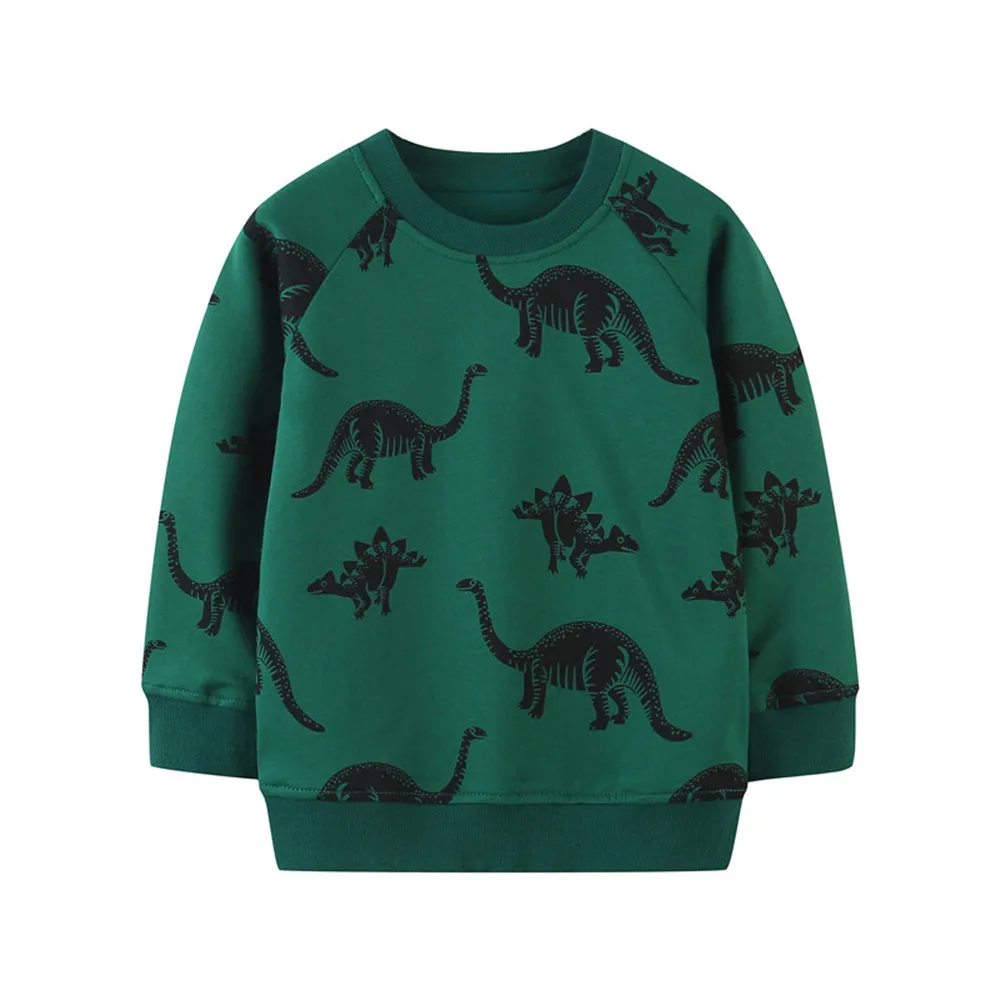 Jumping Meters 2-7T Dinosaurs Baby Boys Girls Sweatshirts For Autumn Spring Kids Long Sleeve Hooded Toddler Clothing Shirts