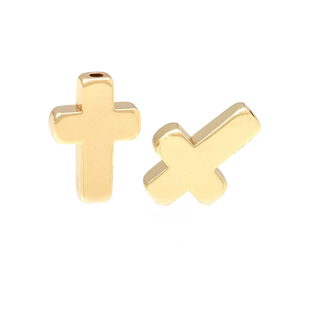 10PCS 18K Gold Color Brass Cross Bracelets Beads Spacer Beads High Quality Jewelry Accessories Making Rosediy official-website