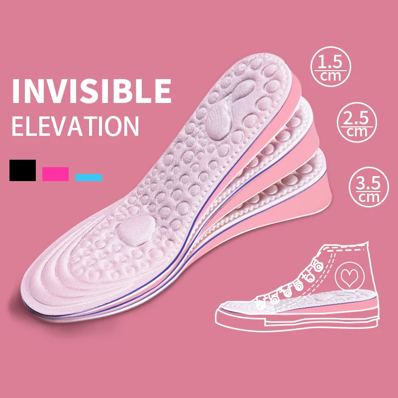 1pair Upgrade Invisible Height Increase Insoles EVA Memory Foam Shoes Sole Pad Breathable Comfortable For Men Women Feet Care