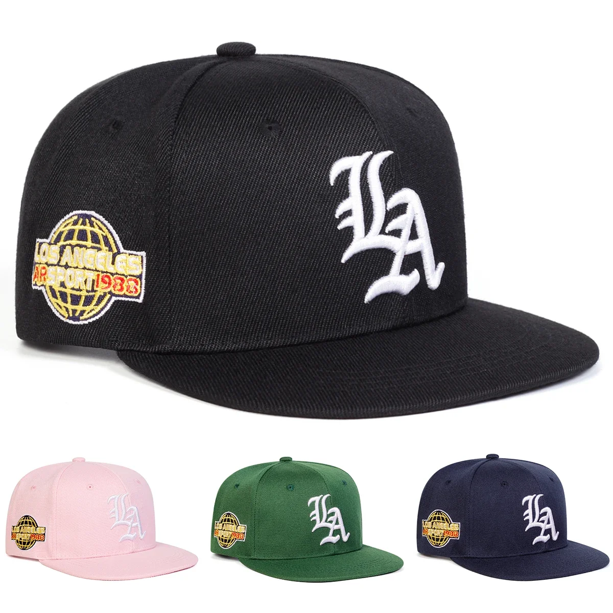 Unisex Gothic LA Letter Embroidery Hip-hop Hats Spring and Autumn Outdoor Adjustable Casual Baseball Caps Sunscreen Hat Cap