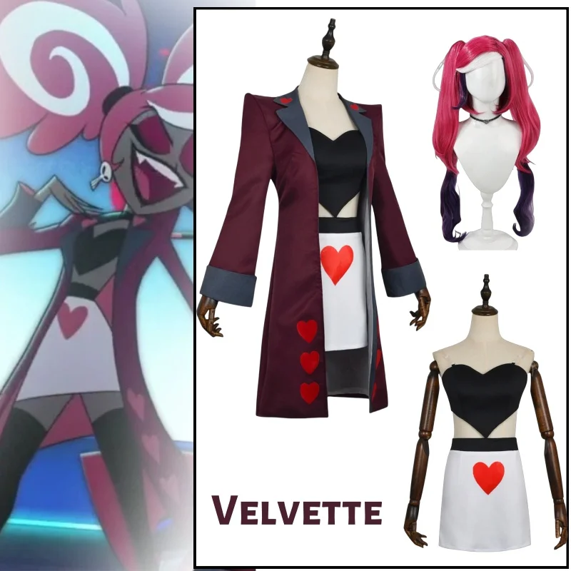 

Бархатный костюм для косплея, костюм, парик, серьги, пальто, юбка, вечерние костюмы на Хэллоуин, двойной хвост, реалистичная одежда для косплея, карнавала, косплея