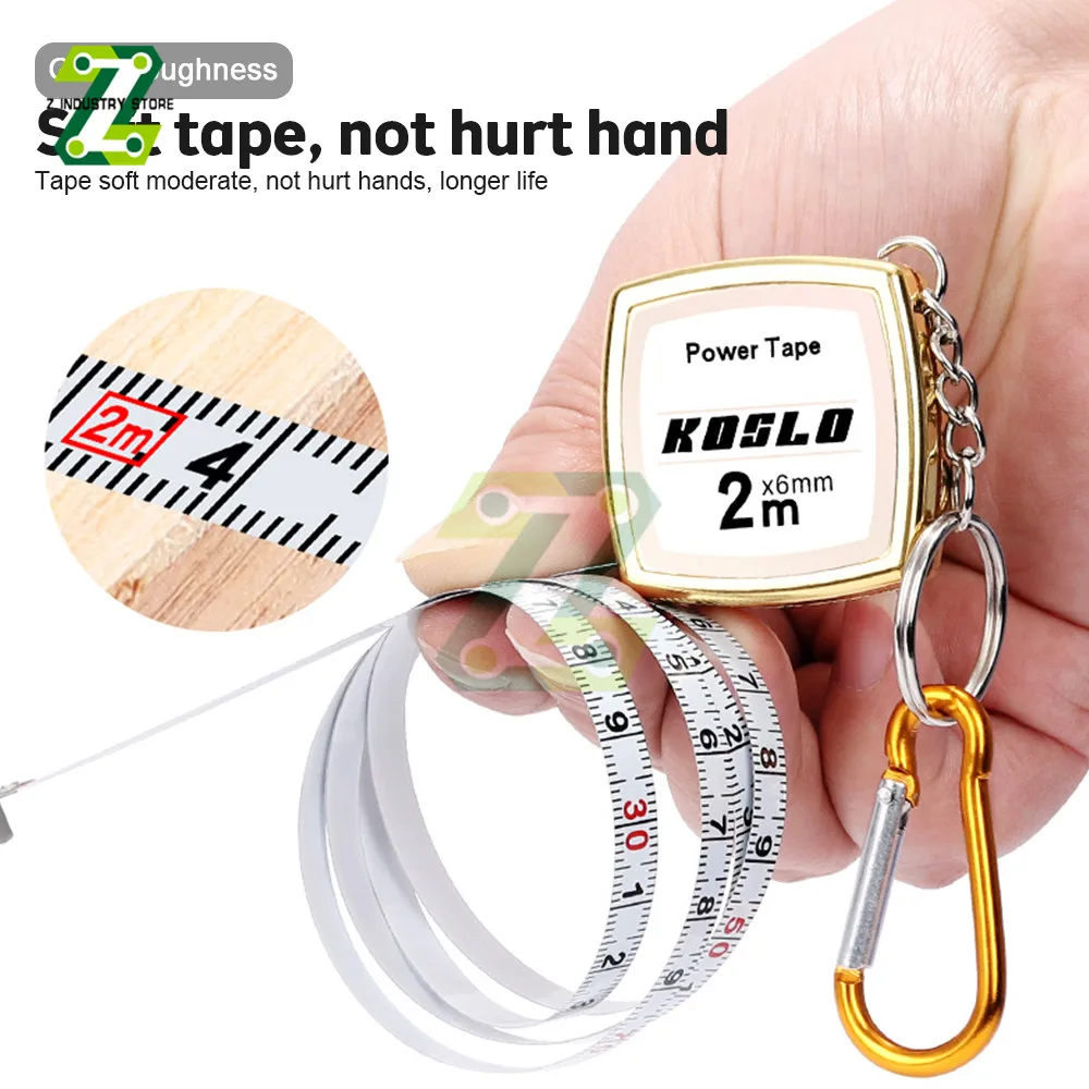 2M Retractable Ruler Measure Tape Keychain Construction Tools Roulette Measuring Instruments Pocket Centimeter Woodworking