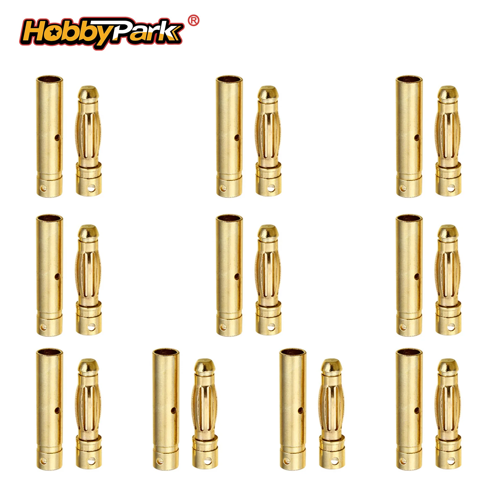 HobbyPark RC Battery ESC Motor Wire 4mm 4.0mm Gold Bullet Connectors Female Male Plugs (10 Pairs)