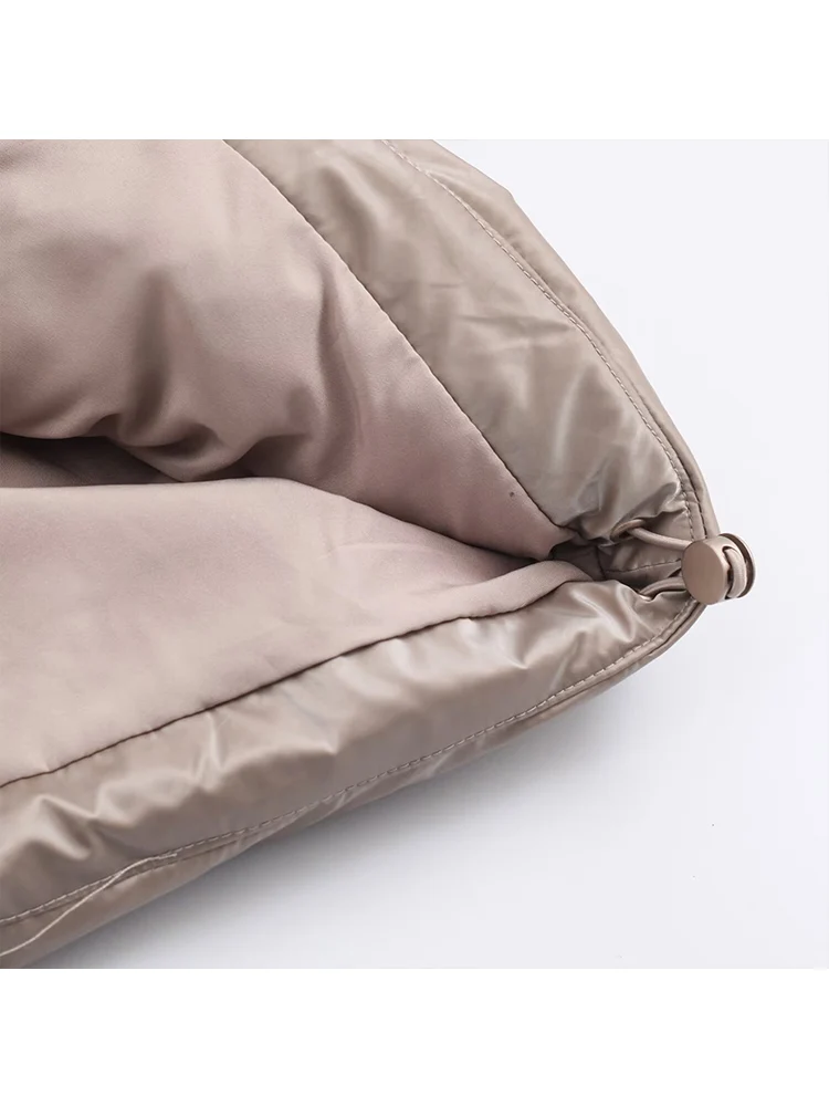 معاطف قطنية منتفخة غير رسمية جديدة للنساء بياقة واقفة وسحاب وأكمام طويلة ملابس خروج دافئة لشتاء 2025 سترة نسائية أنيقة #5