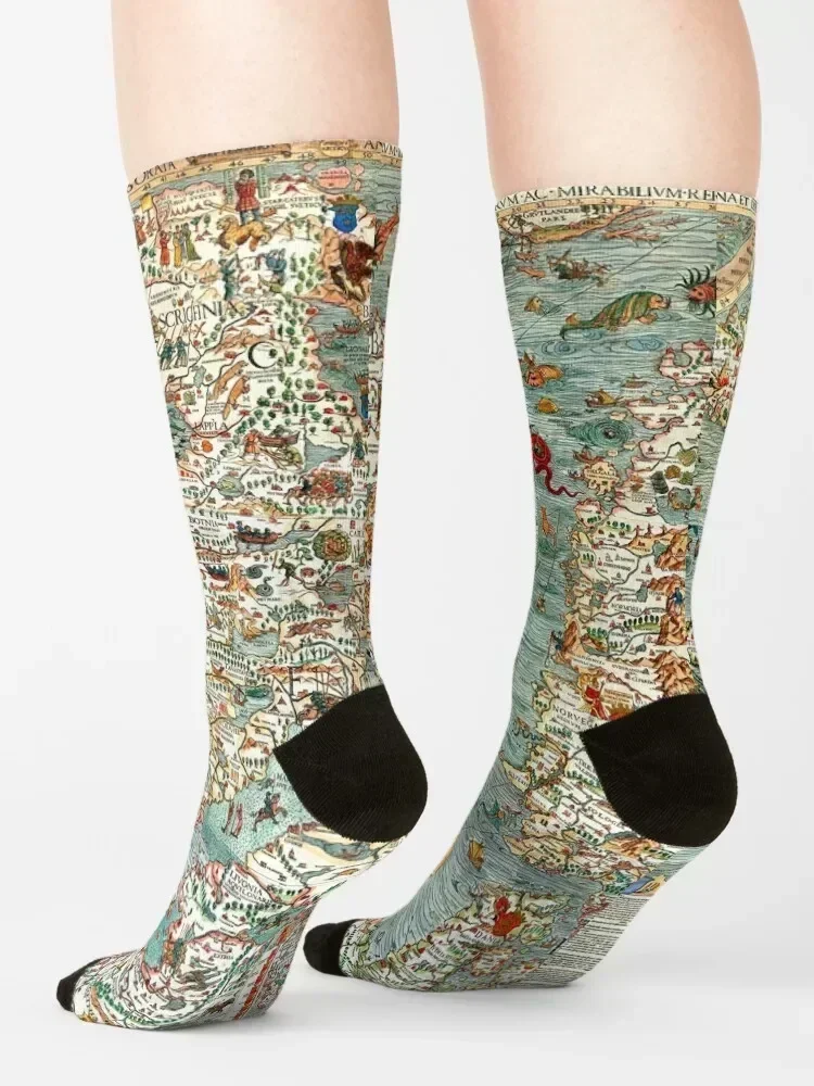 Carta Marina, map of Scandinavia by Olaus Magnus - 1539 Socks hiphop anti-slip hockey christmas gift Designer Man Socks Women's