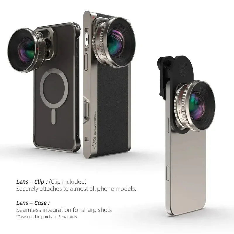 Fotorgear t-mount lente externa do telefone móvel retrato macro grande angular fisheye 1.55x lente de telefone anamórfico para capa de telefone