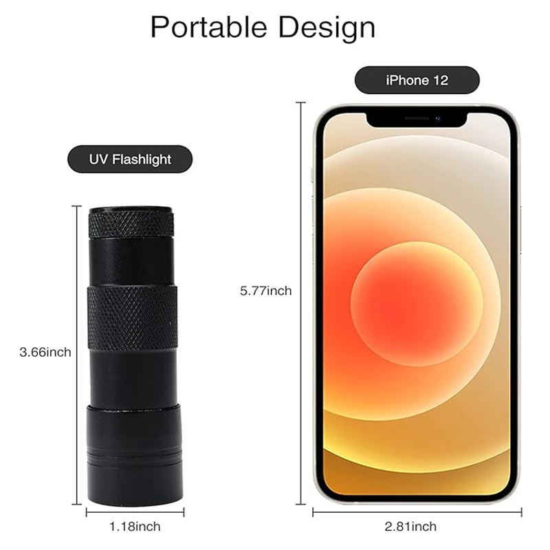Linterna UV portátil de 9/12/51LED, linterna ultravioleta impermeable de emergencia con detección de dinero y manchas de orina de mascotas