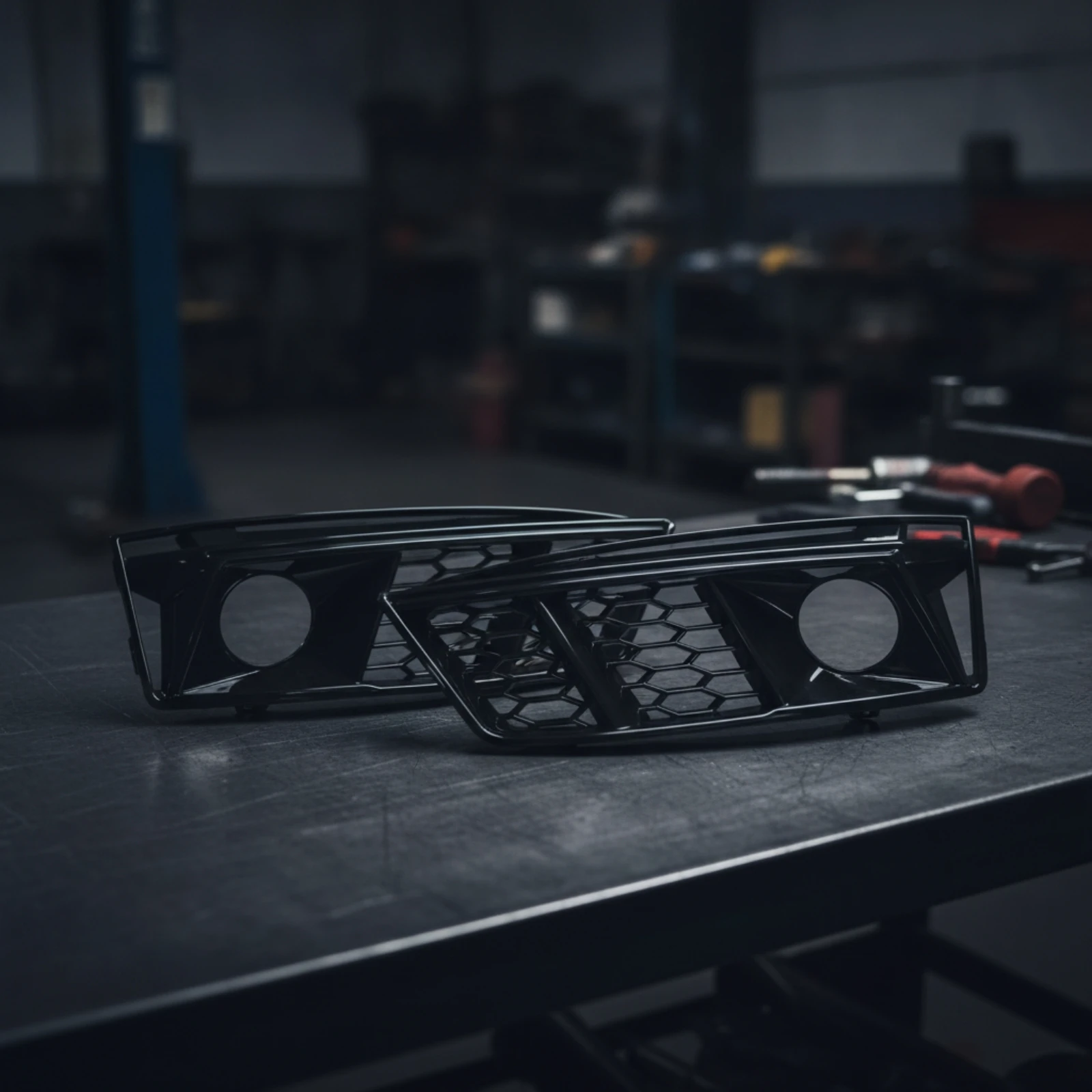 Front Bumper Grilles with ACC Opening Molded Plastic Lower Grille Inserts Front Grille Bezel Trim Plug-and-Play