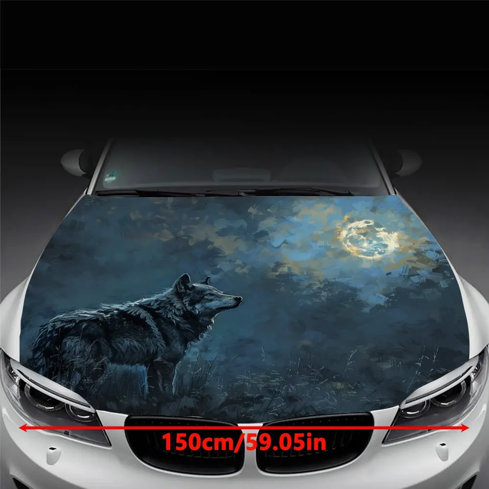 Magnificent Wolf and Starry Night Car Wrap - High-Quality Vinyl Film, Easy-to-Install, Long-Lasting, Scratch-Resistant