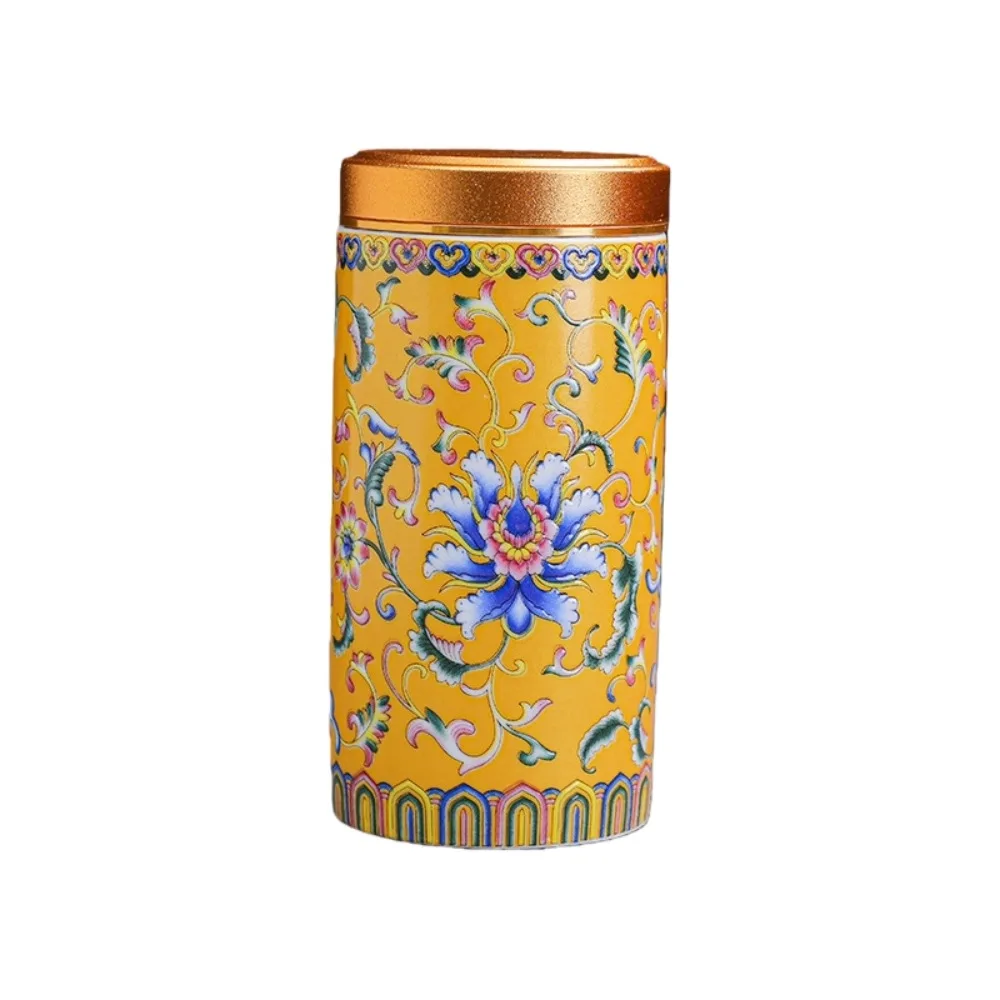 

Ceramic Empty Tea Tin Can Mini Portable Tea Packaging Box Moisture-proof Chinese Style Tea Canister Home/Office/Travel