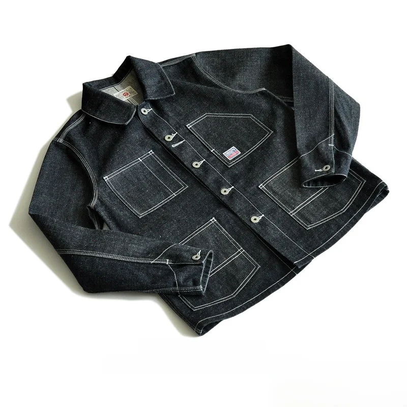 

Джинсовая куртка Sauce Origin 993CL Original Cotton Denim: молодежная модная осенняя верхняя одежда с одной пуговицей, длинными рукавами, стандартного кроя