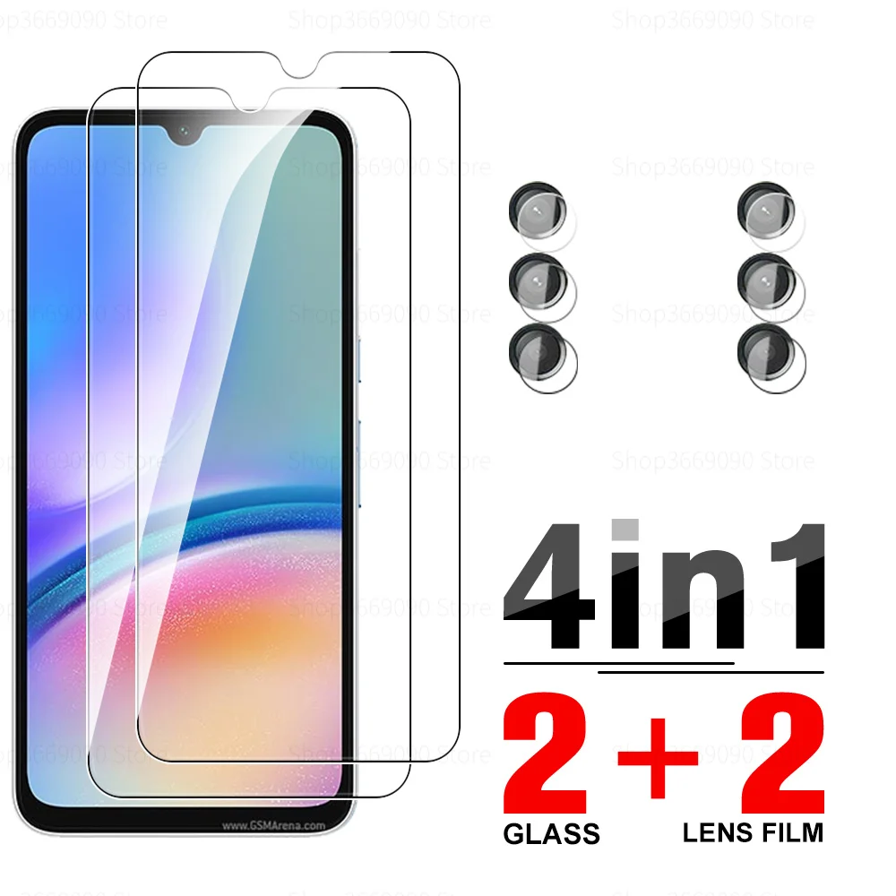 4in1 Protective Glass Case For Samsung Galaxy A05s A05 S Screen Protector For Samsung A15 A25 A35 A55 Camera Lens Tempered Film