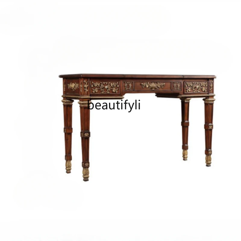 American Dresser Flip Makeup Table Carved Solid Wood British Small Apartment Windsor Castle Furniture