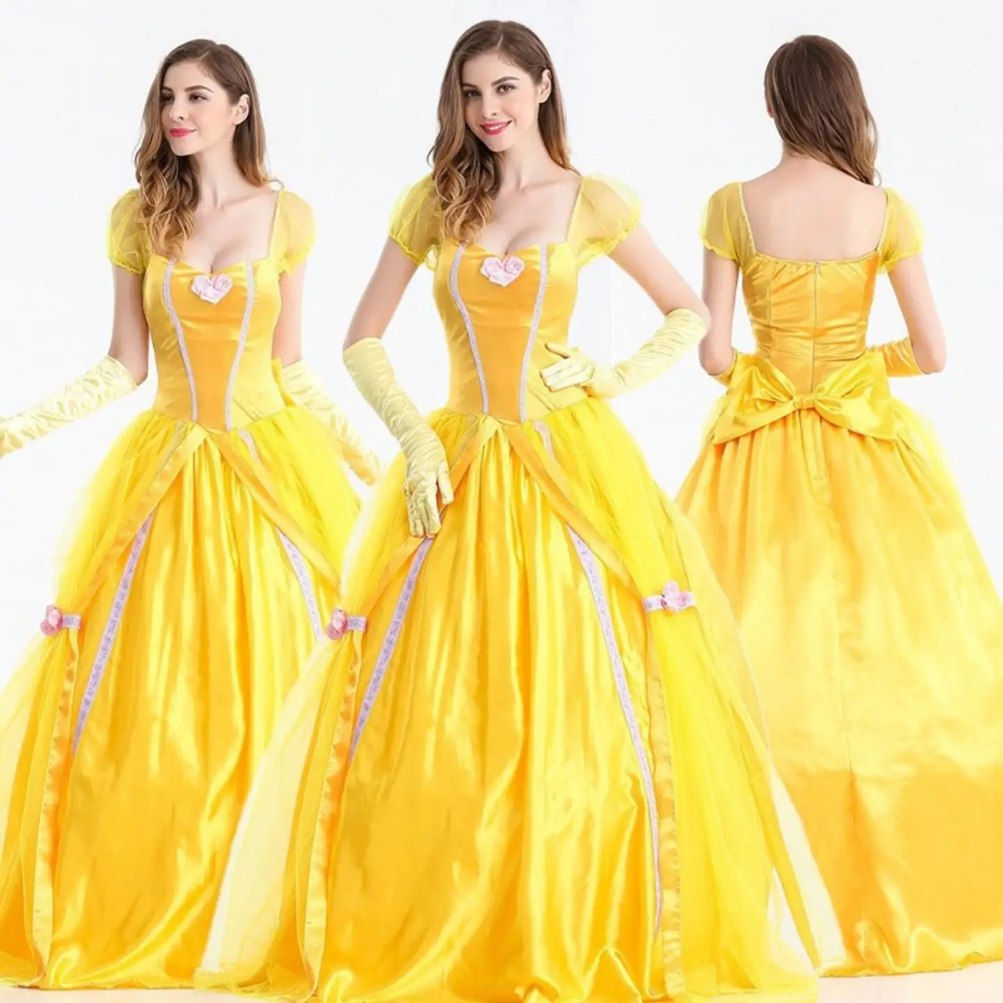 

Adult Cosplay Yellow Dress Beauty And the Beast Halloween Party Performance Costume Women's Traditional Clothing Stage Costume