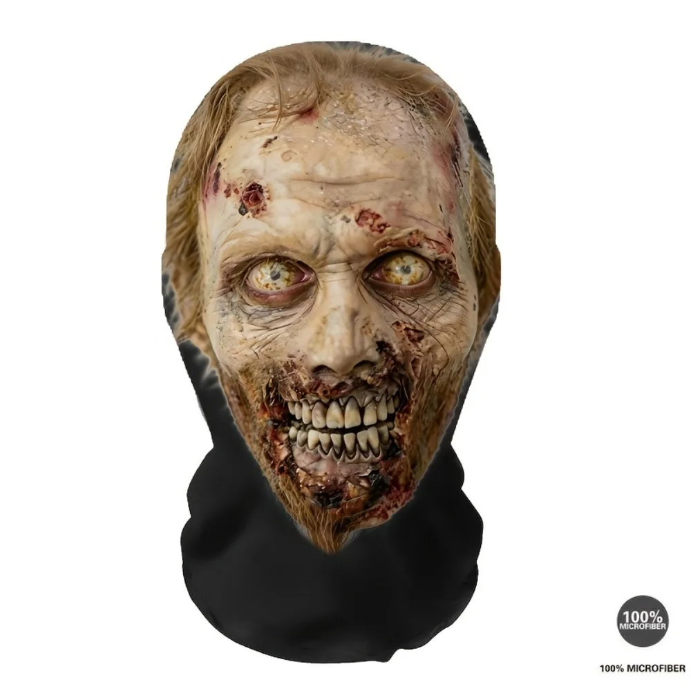 Unisex Breathable Mesh Full Face Mask Fuzzy Eyes and Fierce Skull A Multi Functional Holiday Mask Designed for Costume Parties