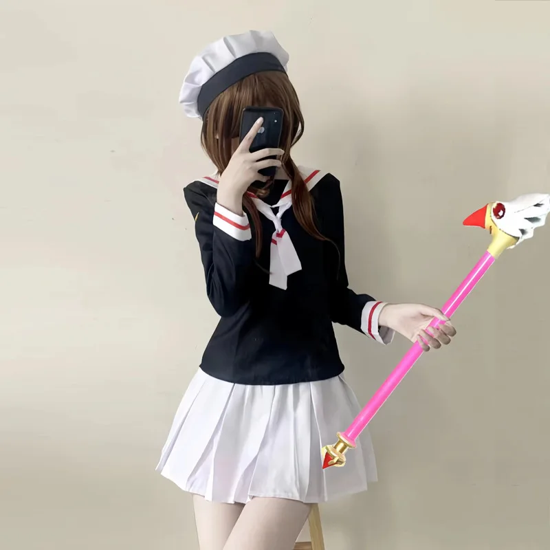 Anime Card Captor Sakura KINOMOTO SAKURA Cosplay Costume Women Shirt Skirt Sailor Suit School Uniform Halloween Clothes