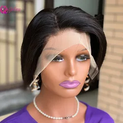 High Quality 200% Density 6inch 13x4 Lace Front Pixie Cut Wig Virgin Human Hair Soft Natural Look Easy Style Lightweight Comfort