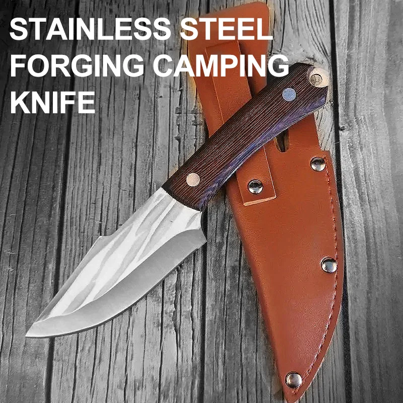 

Stainless 4CR13 steel forging solid wood handle Camping knife Fixed Blade Hunting Knives Barbecue Slicer Outdoor handmade Tool