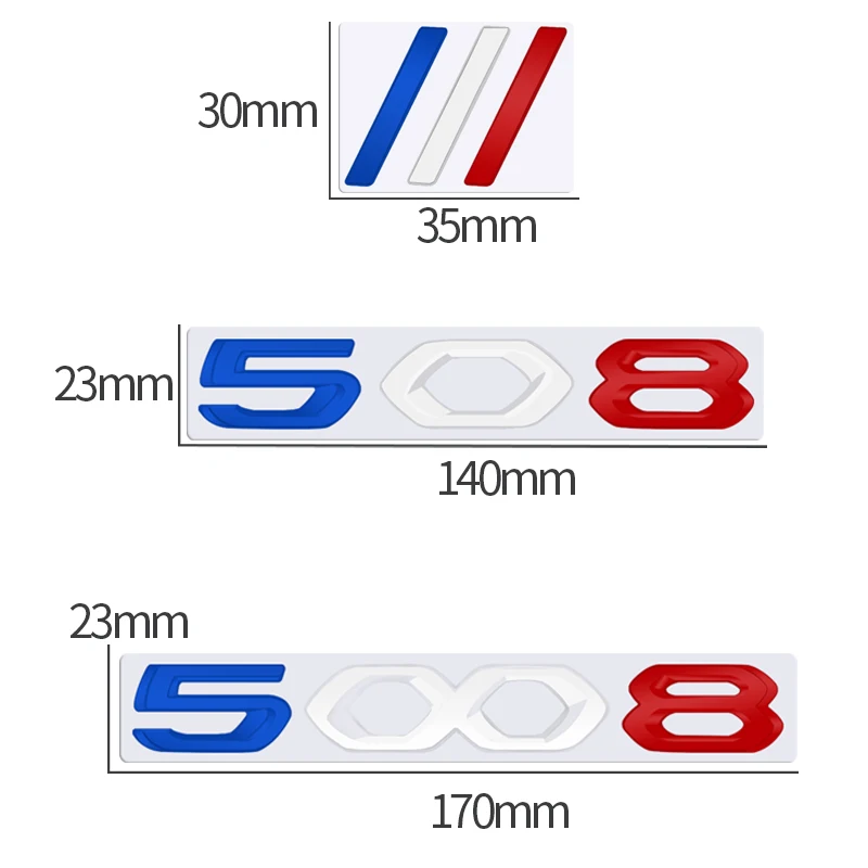 Metal 3D Badge Decorative Strips Logo Car Rear Trunk Body Sticker /// Emblem For Peugeot 2008 3008 4008 5008 208 308 408 508