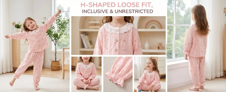 Sommer Frühling Herbst Mädchen Elegante Spitzen-Pyjama-Sets Kinder Atmungsaktive Bequeme Langarm-Hauskleidung Sets Kinder-Schlafanzüge – Detail 18