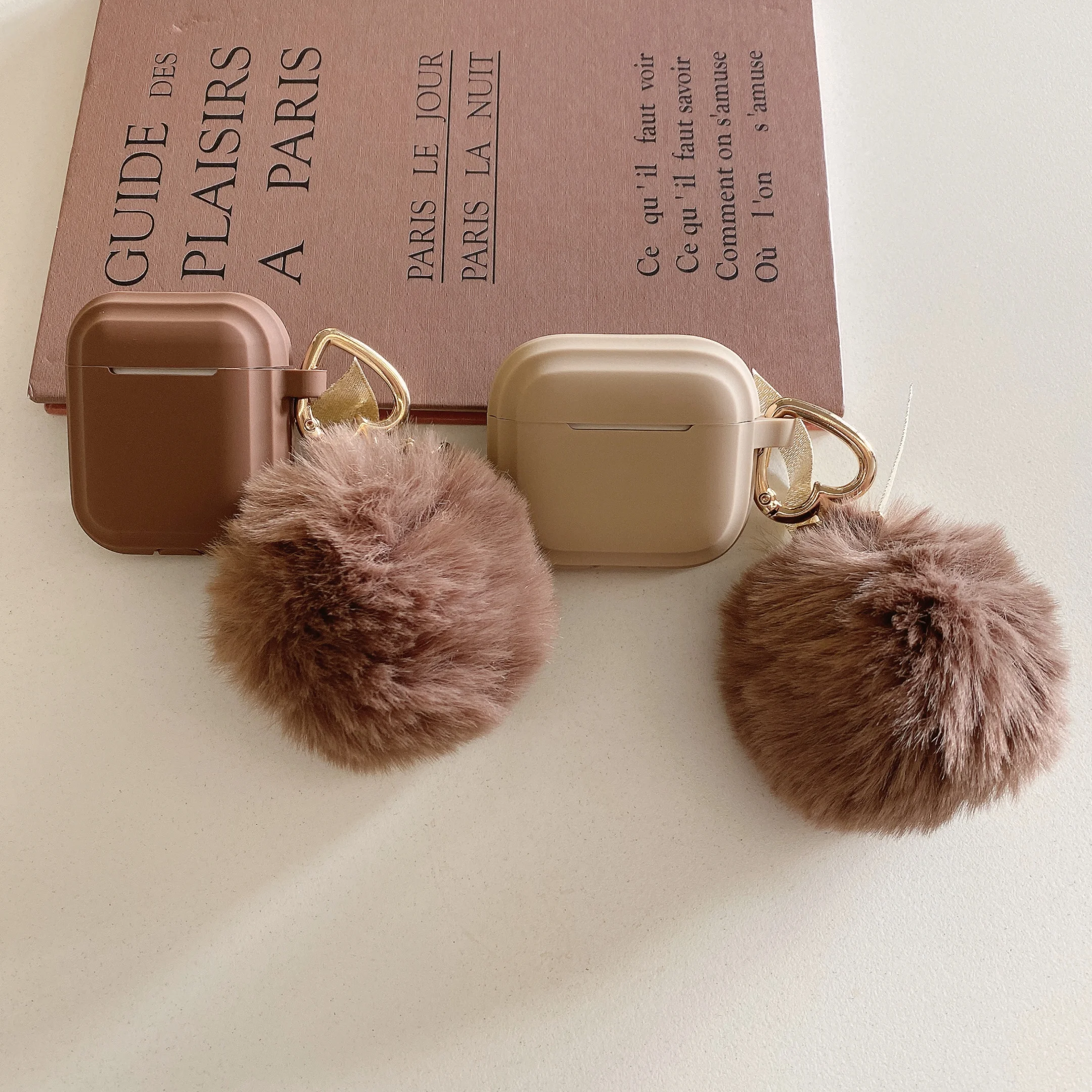 Matte Brown Soft Silicone Earphone Case Teddy Plush Bear Pendant Bracelet For Air pods 4 Charging Box For Airpods 4 1 2 3 Pro 2