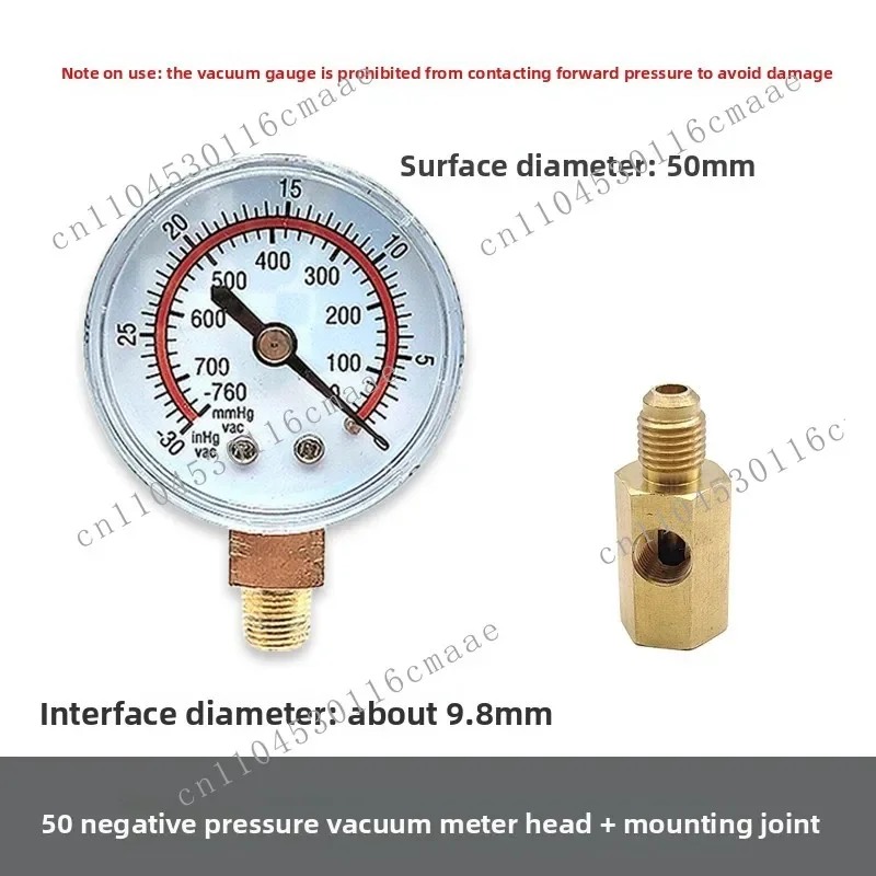 Vacuum Pressure Gauge Head A/C and Refrigerator Vacuum Pump Negative Pressure Meter with External Adapter