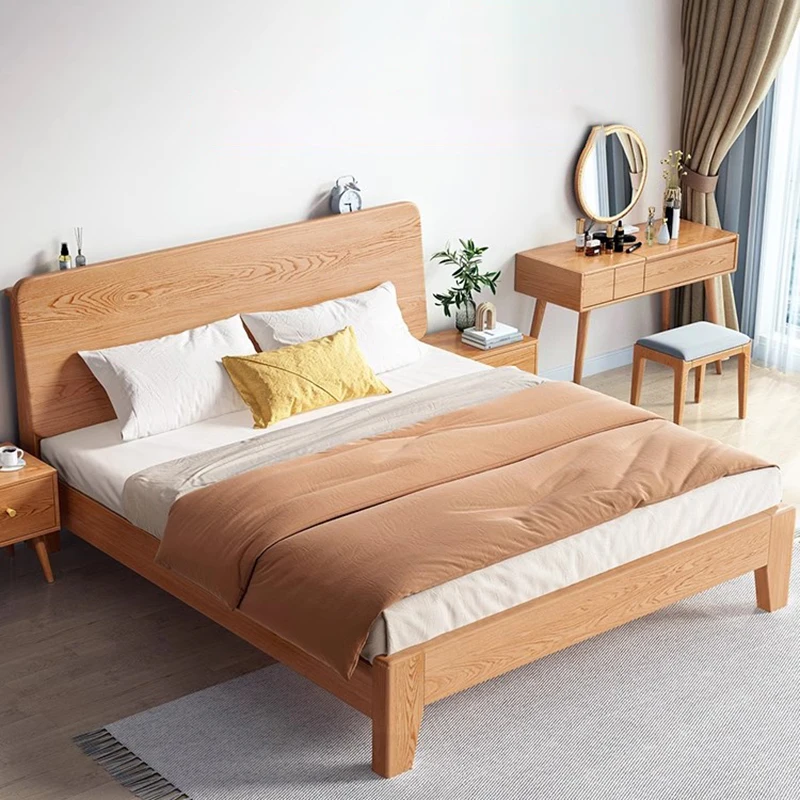 

Designer Lazy Bed King Size Minimalist Full Body Solid Wood Bed Ltalian Style Confortable Cama De Casal Living Room Furniture