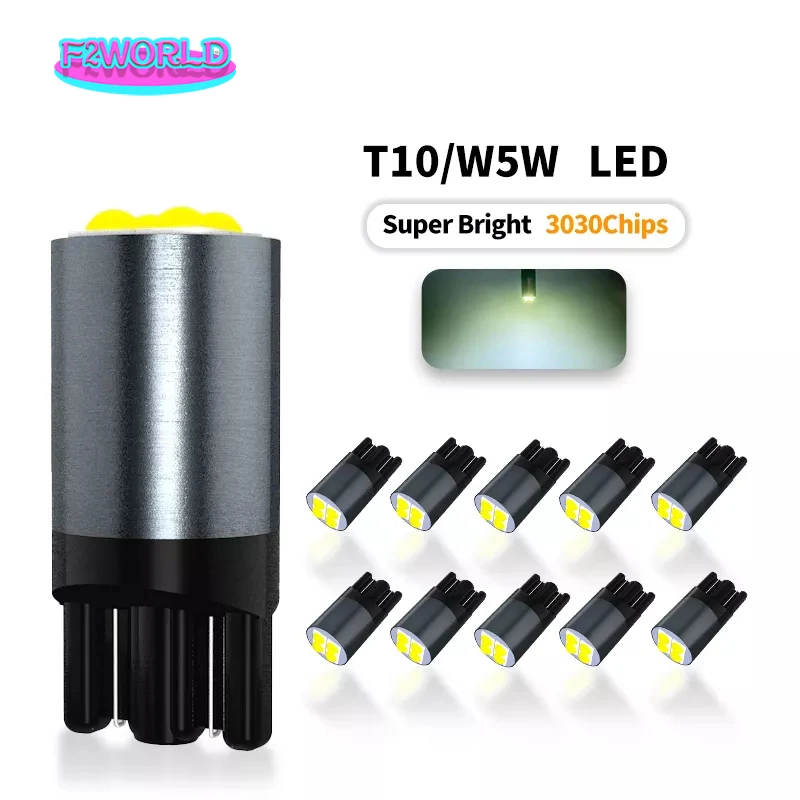 50PCS W5W LED T10 LED Bulbs Canbus 3030-4SMD For Interior Map Dome Lights Car Parking Position Lights 6-48V Auto Lamp 6500K