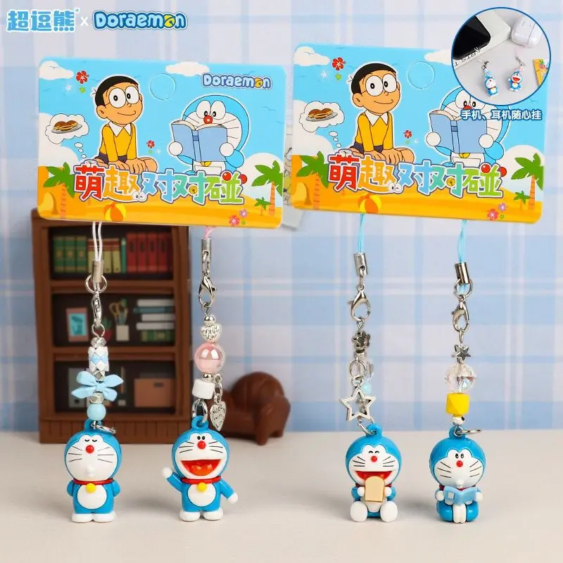 Doraemon Doll Keychain Creative Cat Pendant Phone Chain Backpack Earphone Charm Couple Key Accessory Gift view 3