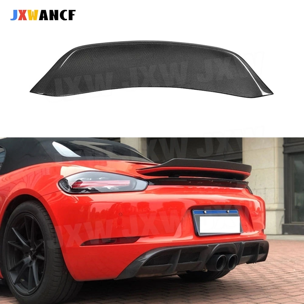 

JXWANCF Carbon Fiber Rear Spoiler Wings fit for Porsche 718 Cayman Boxster Base S Coupe 2016-2019 Rear Trunk Boot Spoiler
