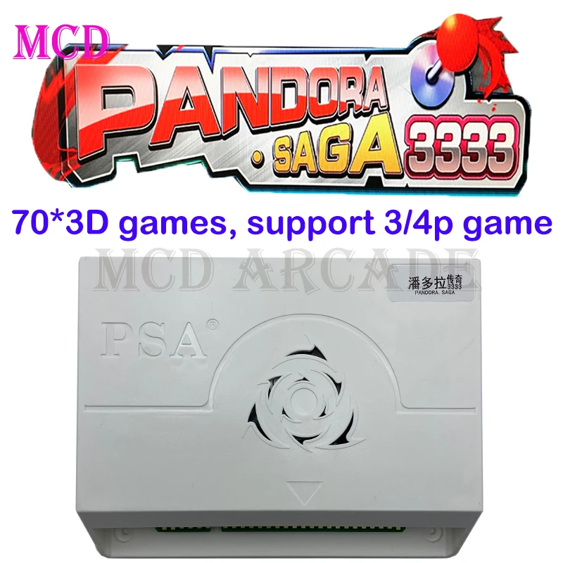 

Pandora Saga Arcade Board 3333 in 1 Support 3/4P Players Jamma Version Game Box HD Video 70pcs 3D Game for Retro Cabinet Machine