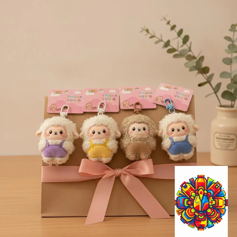 Fluffy Sheep Plush Keychain Soft Curly Fur Pendant 1Pcs Multiple Colors for Purse Handbag Key Accessory Teen Gift