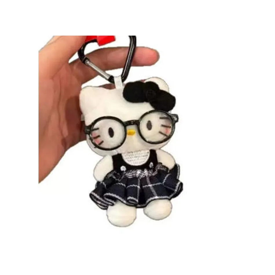 

**Sanrio Hello Kitty Peripheral Doll Keychain Cute Fashion Sunglasses Kt Cat Keyring Backpack Plush Toy key chain Birthday Gifts