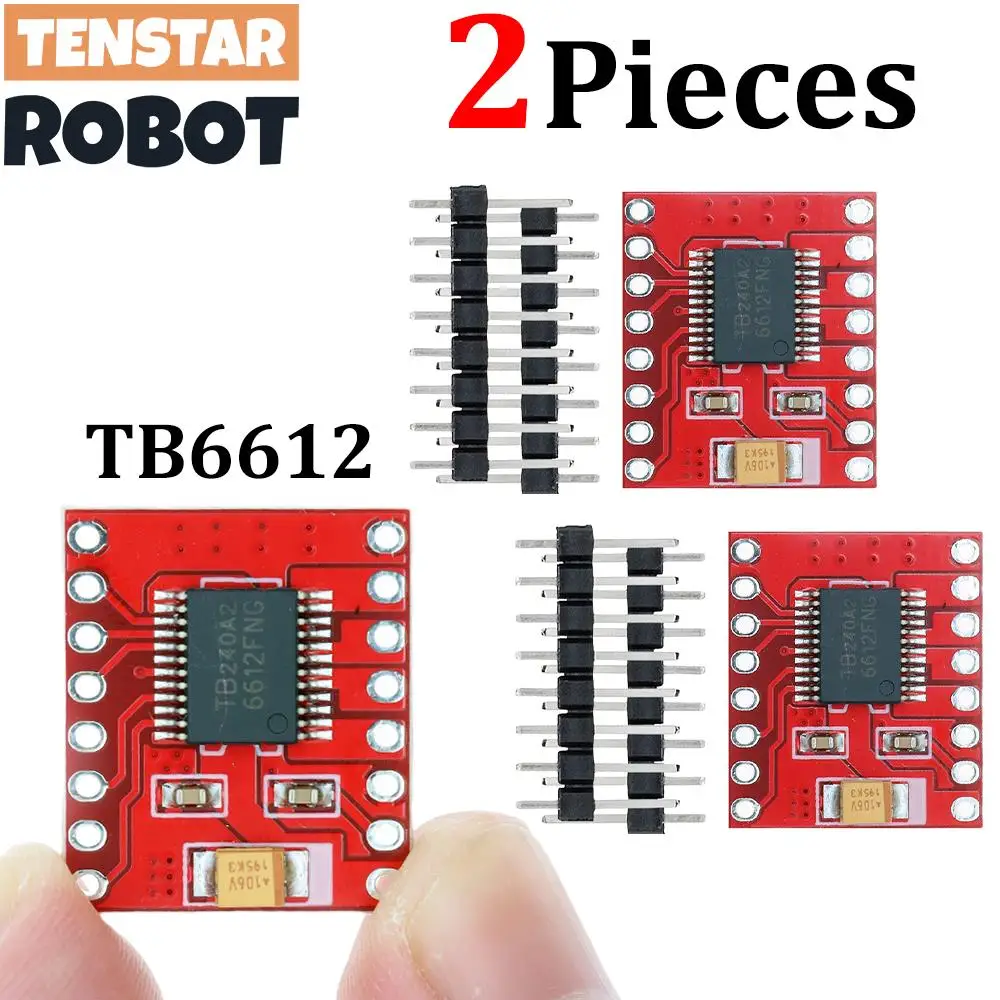 TENSTAR 2pcs TB6612 Dual Motor Driver Board Red 1A TB6612FNG Chip Microcontroller