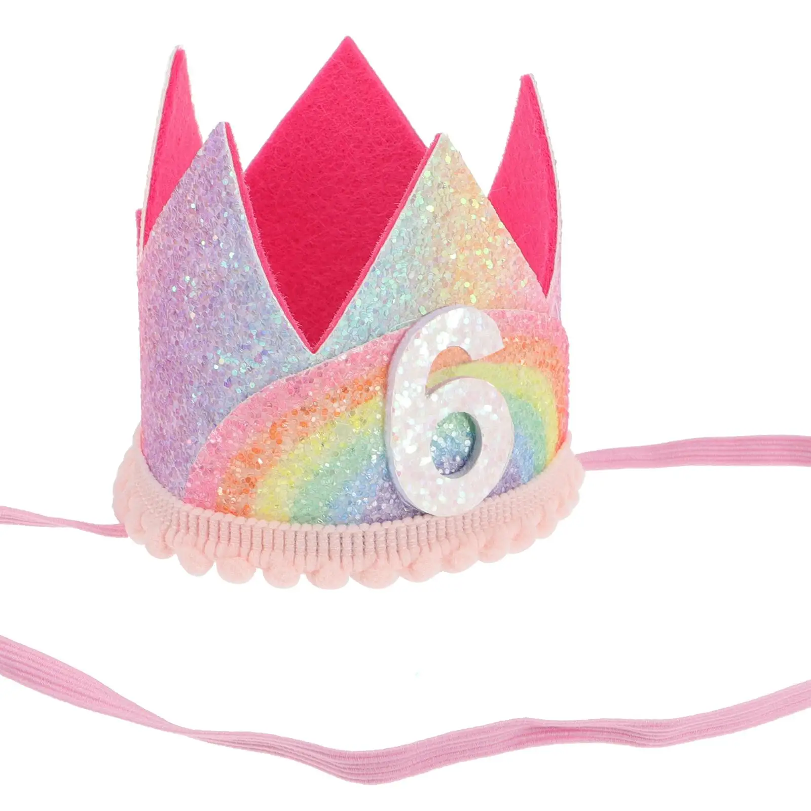 

Rainbow Birthday Hat Kids Party Hats Baby Shower Toddler Crown Headdress Number Birthday Crown Lightweight Fabric Perfect Size