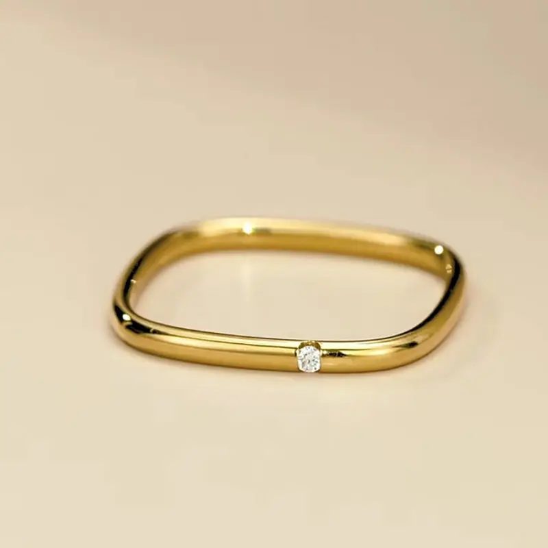 

Trendy Dainty Square Ring for Women Geometric Thin Ring with Zircon Stainless Steel in Gold & Silver Fashion Jewelry Gift