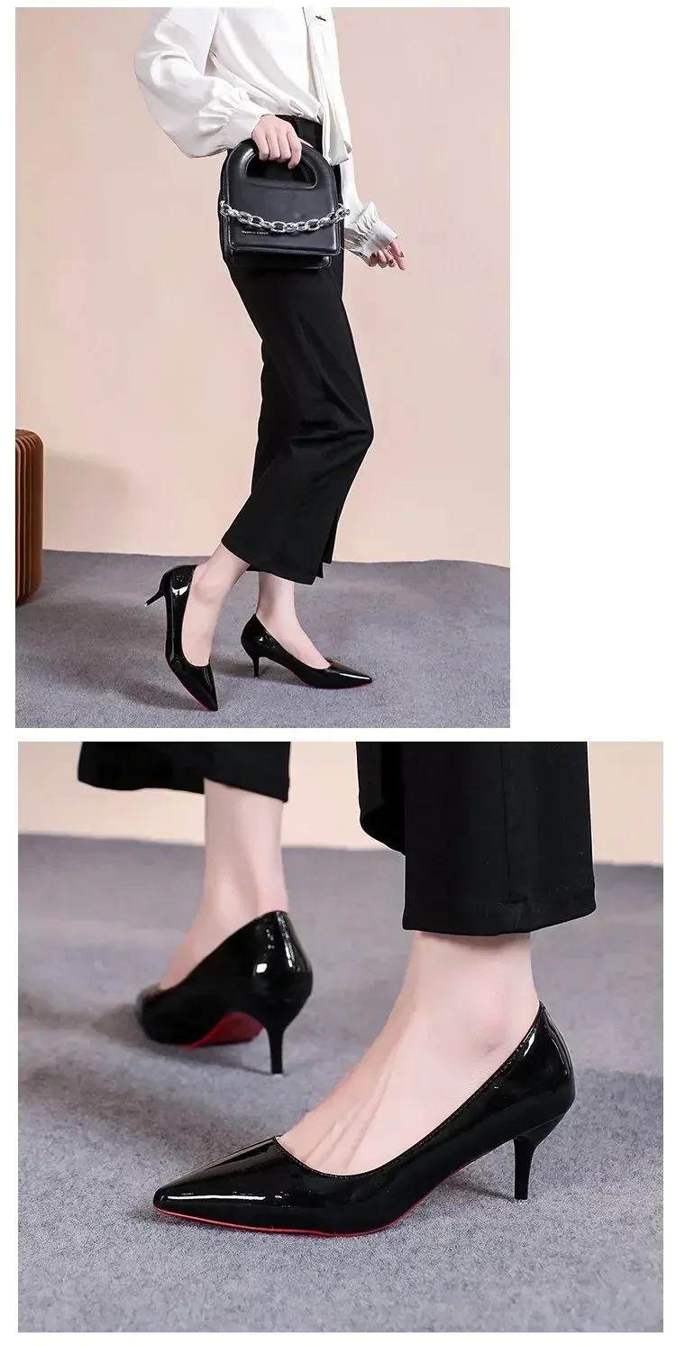 Sexy Spitze Lackleder High Heels Elegante Damen-Stilettos für Partys Klassische Schwarze Pumps für Beruf und Freizeit – Detail 7