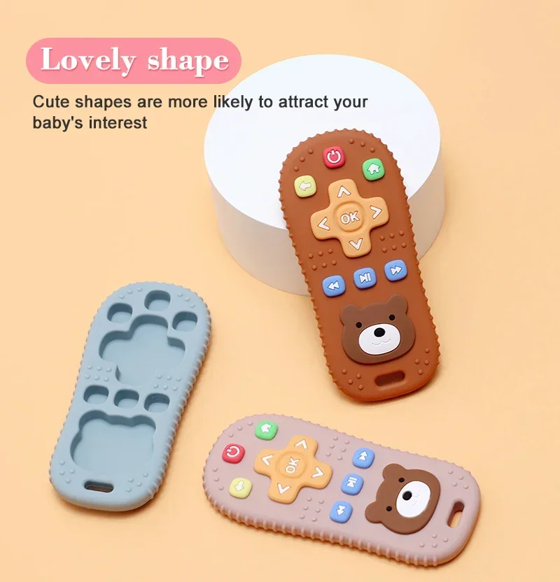 1 pz giocattoli per massaggiagengive per bambini forma telecomando simpatico orso in silicone per bambini dentizione massaggiagengive senza BPA
