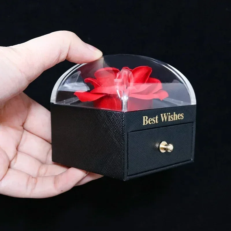 

Romantic Rose Flower Drawer Box Valentine's Day Jewelry Gift Packaging Ring Necklace Storage Box Wedding Engagment Party Favors